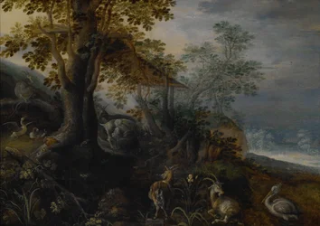Paysage avec des animaux